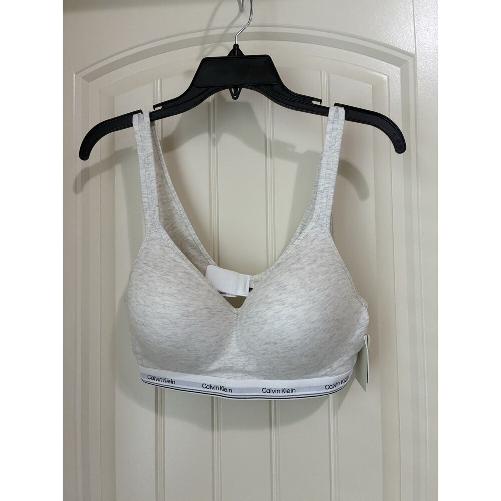 Calvin Klein Bra Womens XL Gray Padded Pullover Spell Out Band New With Tags